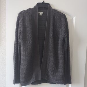 Croft & Barrow Gray Open Knit Cardigan Sweater Size M